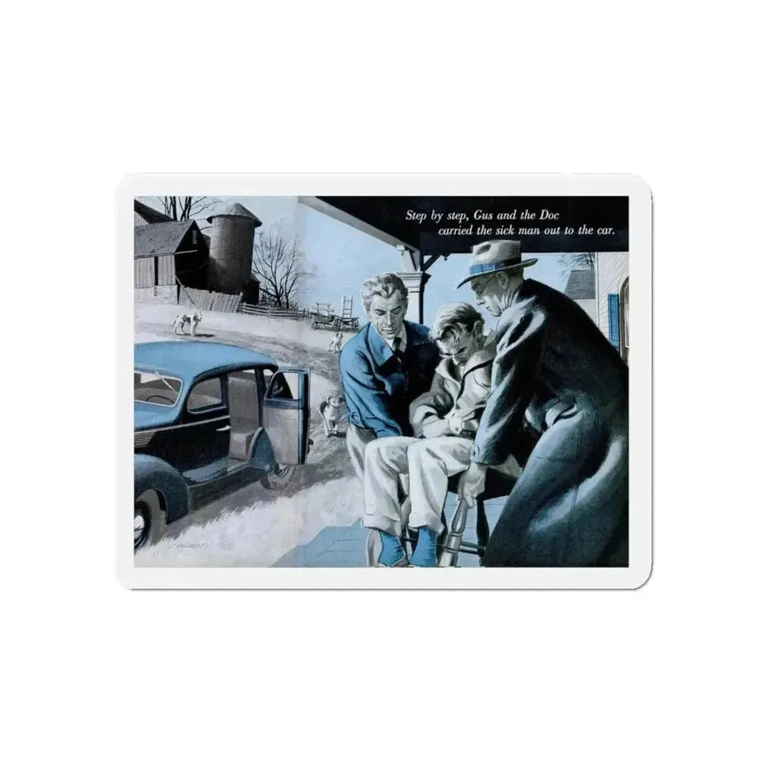 Gus Answers an Ambulance Call, Popular Science, December 1953 (Magazine Illustration) Refrigerator Magnet - The Sticker Space