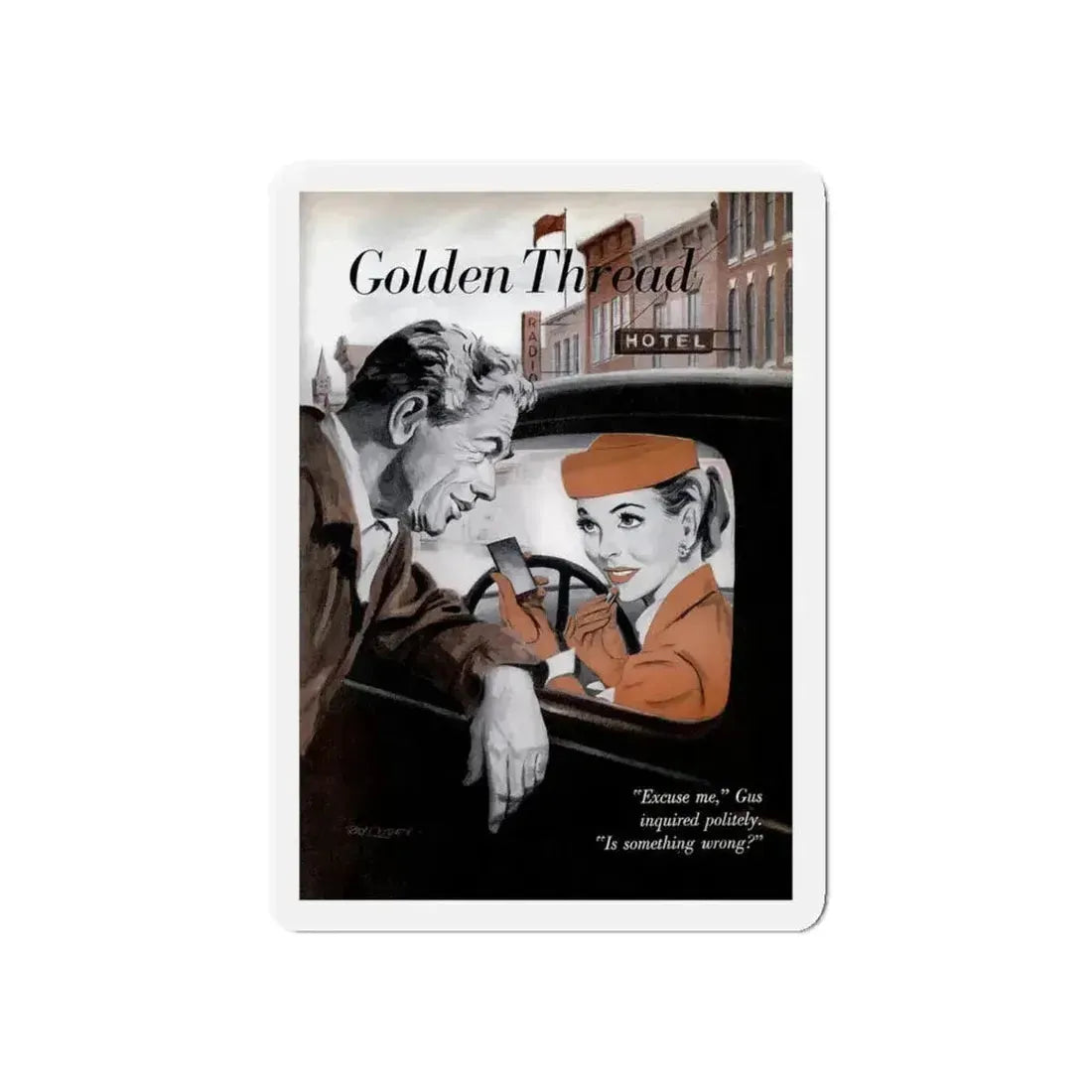 Gus Finds a Golden Thread, Popular Science, 1953 (Magazine Illustration) Refrigerator Magnet - The Sticker Space