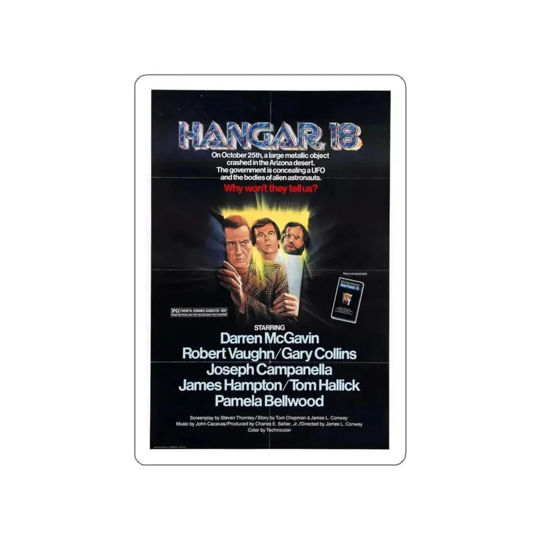 HANGAR 18 1980 Movie Poster STICKER Vinyl Die-Cut Decal - The Sticker Space