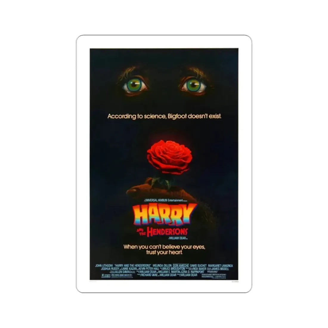 Harry and the Hendersons 1987 Movie Poster STICKER Vinyl Die-Cut Decal - The Sticker Space