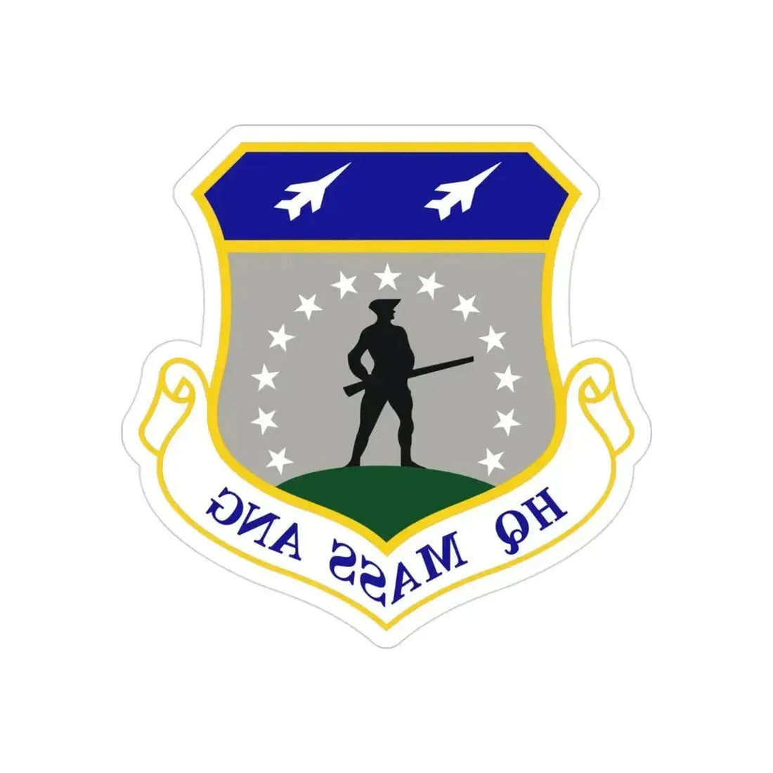 Headquarters Massachusetts Air National Guard (U.S. Air Force) REVERSE PRINT Transparent Die-Cut STICKER - The Sticker Space