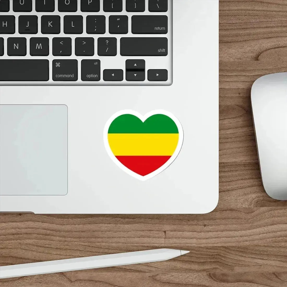 Heart Flag of Ethiopia 1975-1987, 1991-1996 - STICKER Vinyl Die-Cut Decal - The Sticker Space