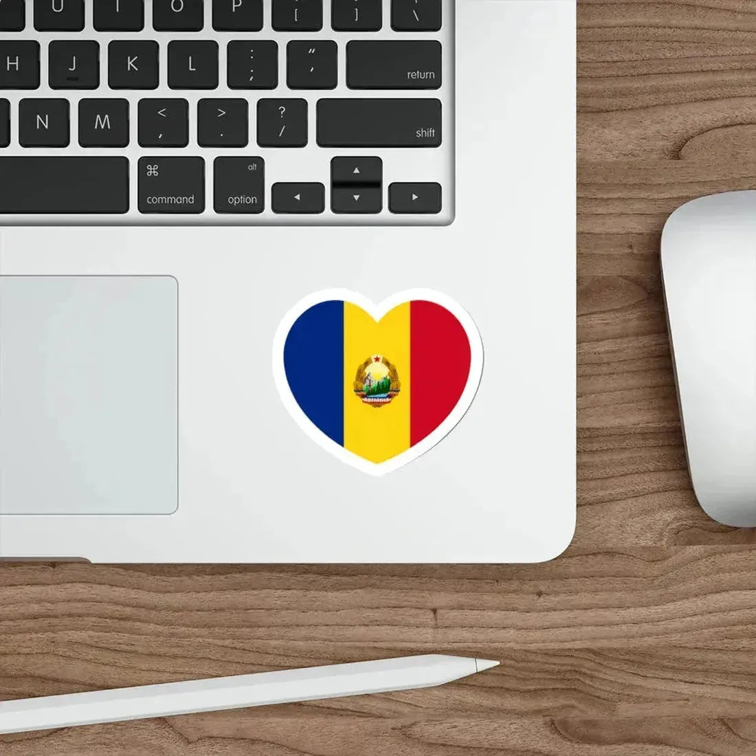 Heart Flag of Romania 1965-1989 - STICKER Vinyl Die-Cut Decal - The Sticker Space