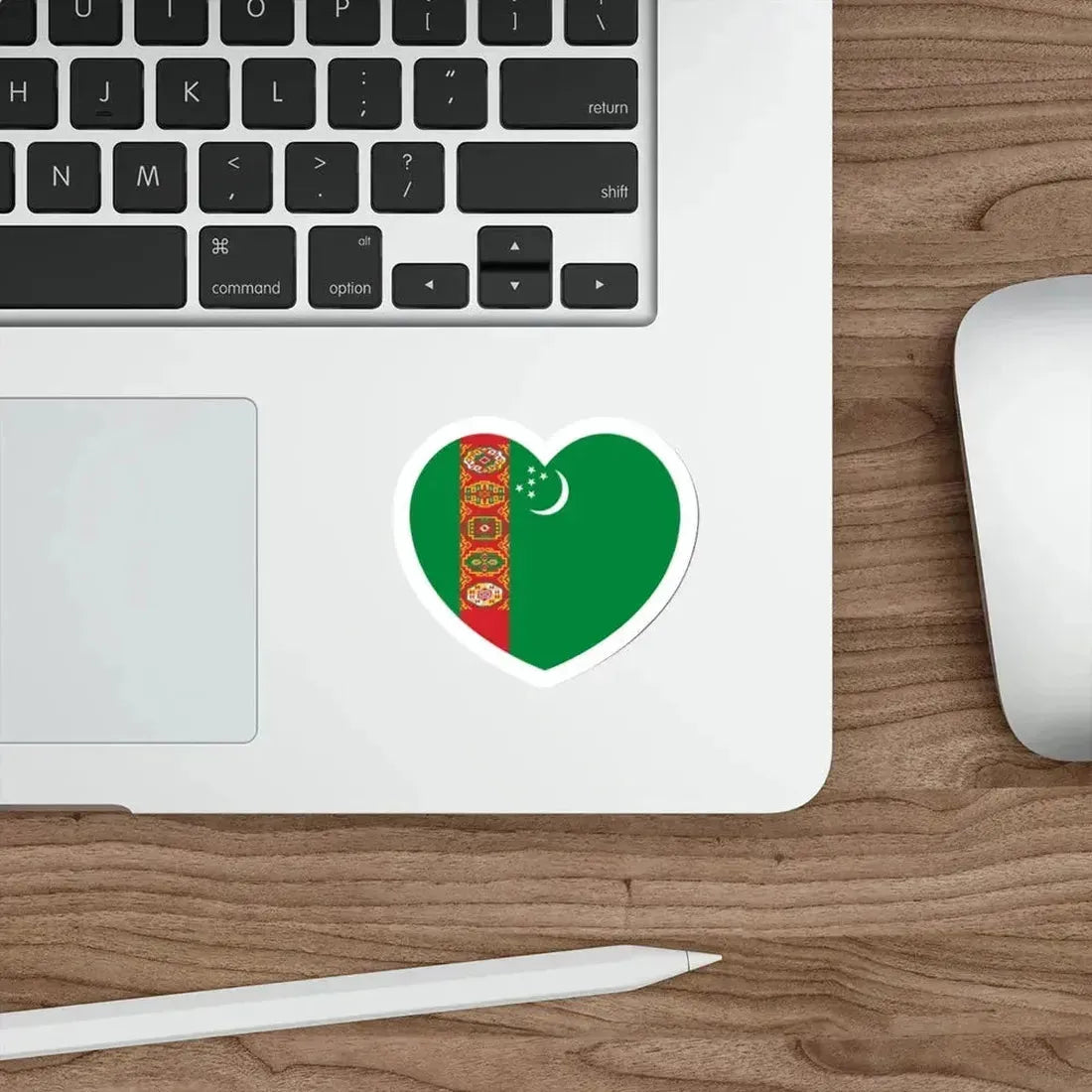 Heart Flag of Turkmenistan 1992-1997 - STICKER Vinyl Die-Cut Decal - The Sticker Space