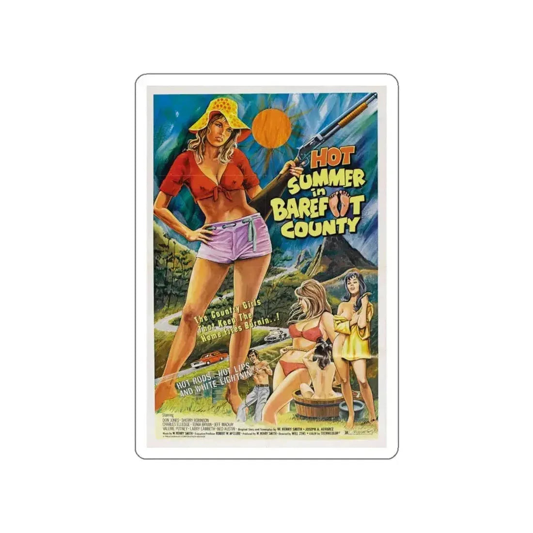 HOT SUMMER IN BAREFOOT COUNTY 1974 Movie Poster STICKER Vinyl Die-Cut Decal - The Sticker Space