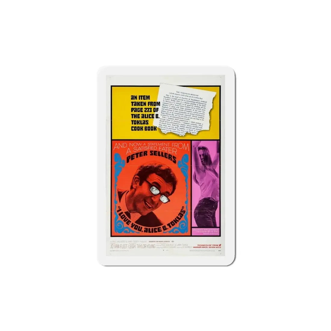 I Love You Alice B Toklas 1968 Movie Poster Refrigerator Magnet - The Sticker Space