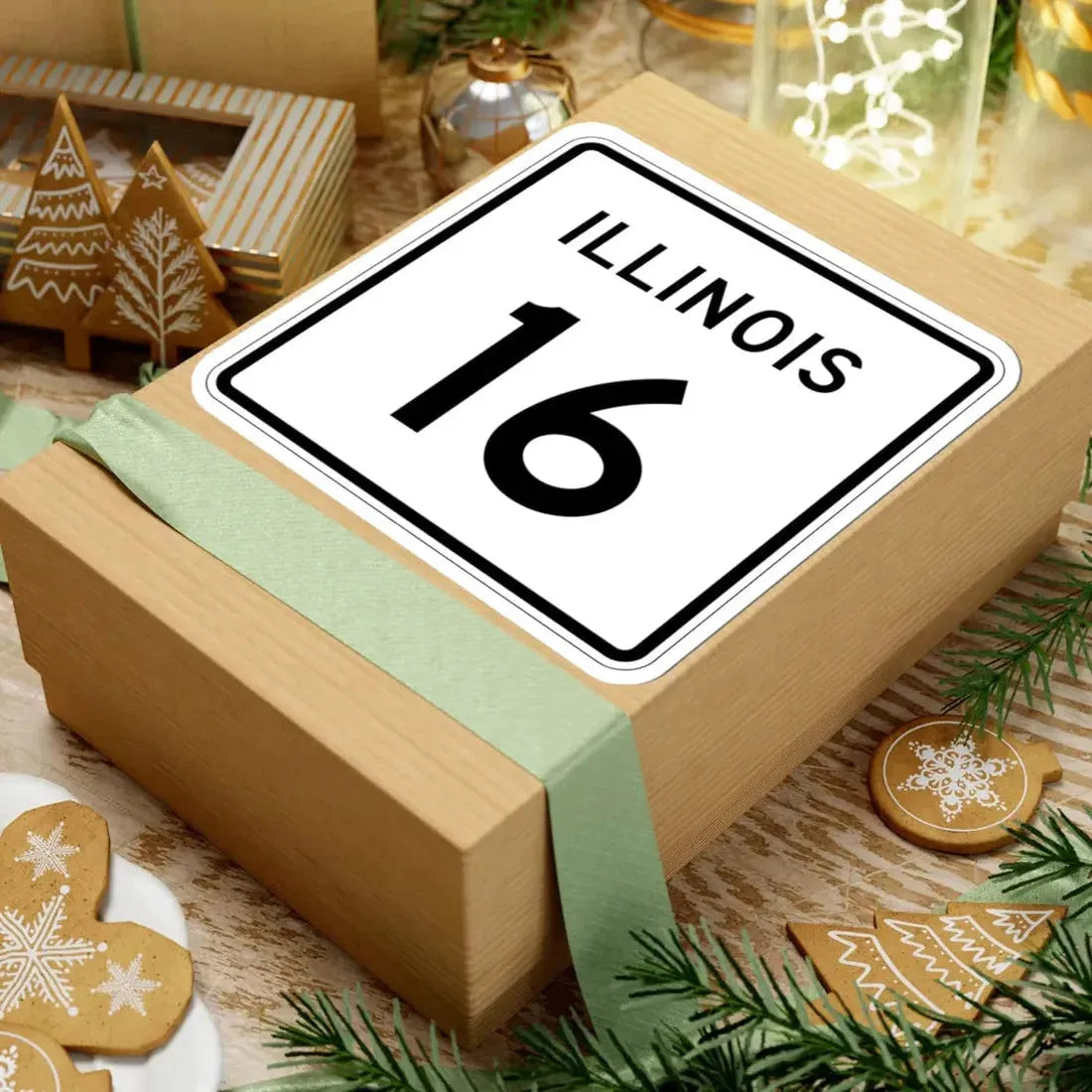 Illinois 16 (Illinois) (Road Sign) STICKER Vinyl Kiss-Cut Decal - The Sticker Space