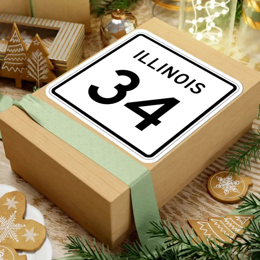 Illinois 34 (Illinois) (Road Sign) STICKER Vinyl Kiss-Cut Decal - The Sticker Space