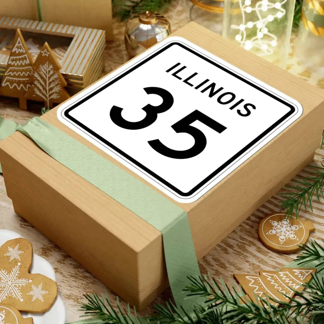 Illinois 35 (Illinois) (Road Sign) STICKER Vinyl Kiss-Cut Decal - The Sticker Space