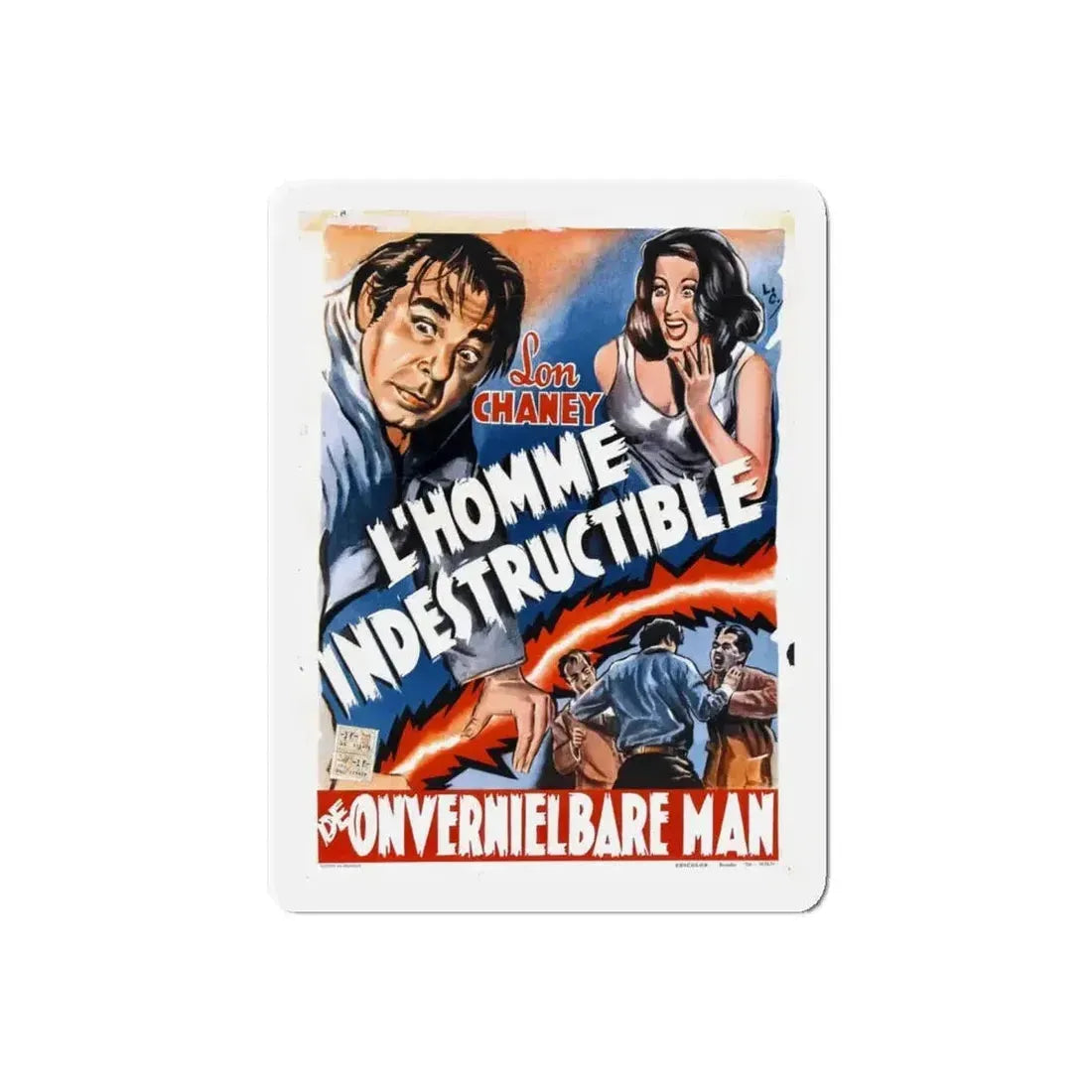 INDESTRUCTIBLE MAN (BELGIAN) 1956 Movie Poster - Refrigerator Magnet - The Sticker Space