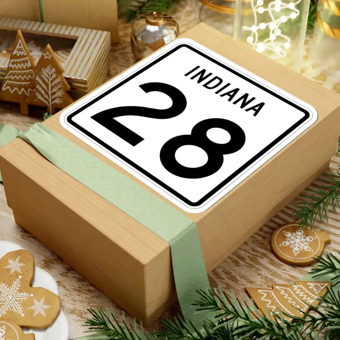 Indiana 28 (Indiana) (Road Sign) STICKER Vinyl Kiss-Cut Decal - The Sticker Space