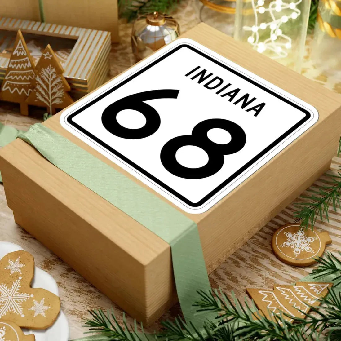 Indiana 68 (Indiana) (Road Sign) STICKER Vinyl Kiss-Cut Decal - The Sticker Space