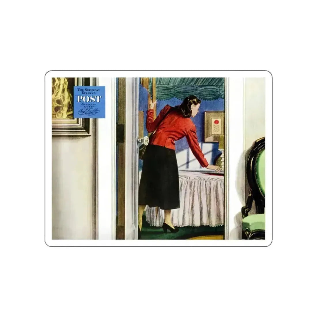 Interesting recessive composition, The Saturday Evening Post (Magazine Illustration) STICKER Vinyl Die-Cut Decal - The Sticker Space