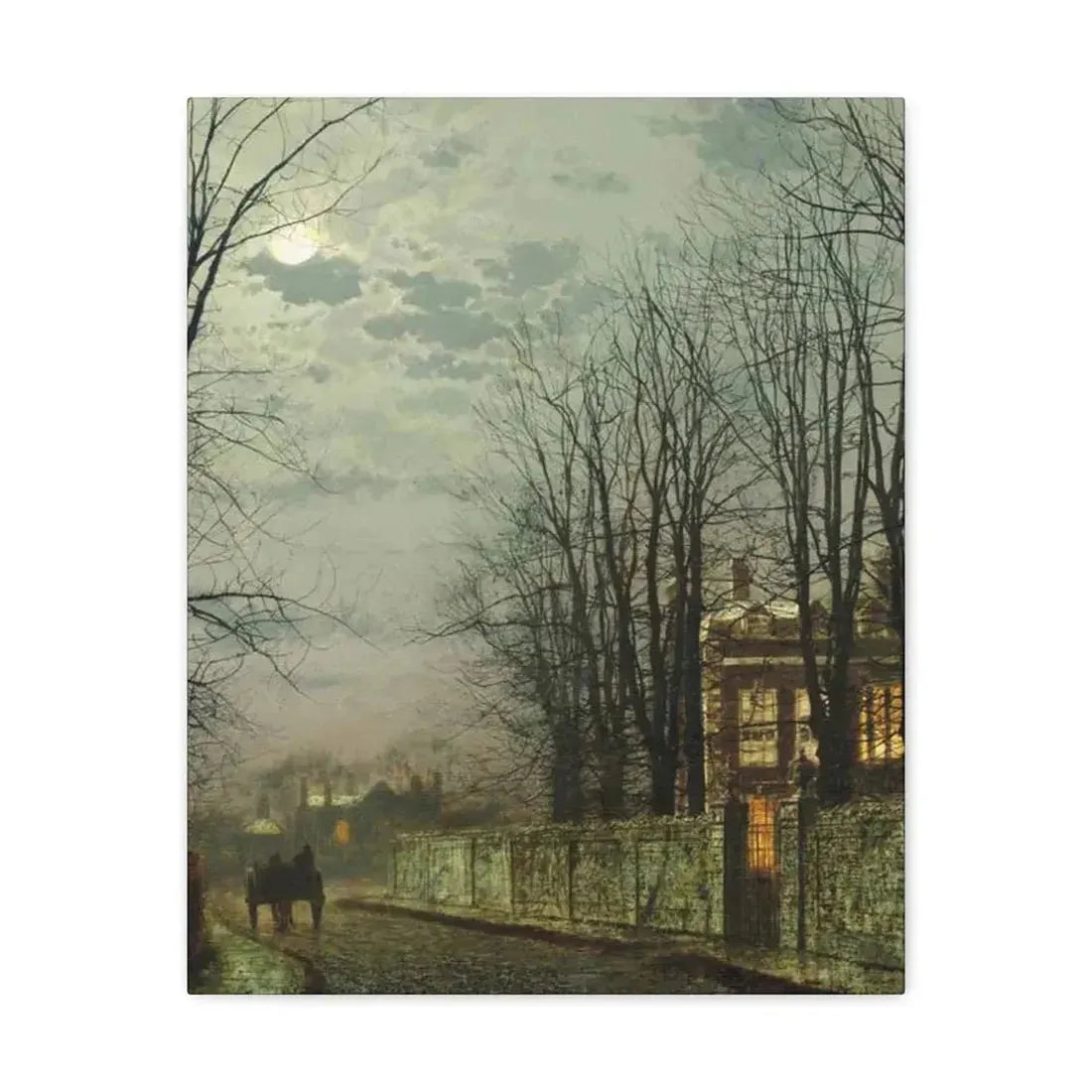 John Atkinson Grimshaw (1836-1893) A Wintry Moon 1886 - Canvas Wall Art 16″ x 20″ 1.25" - The Sticker Space