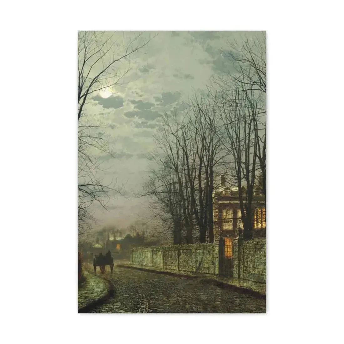 John Atkinson Grimshaw (1836-1893) A Wintry Moon 1886 - Canvas Wall Art 16″ x 24″ 1.25" - The Sticker Space