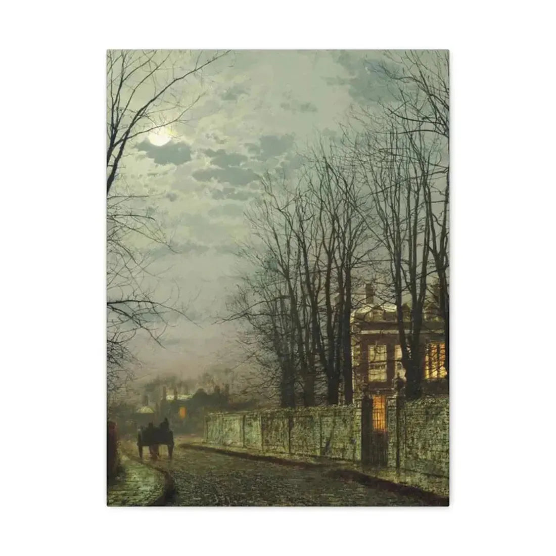 John Atkinson Grimshaw (1836-1893) A Wintry Moon 1886 - Canvas Wall Art 18″ x 24″ 1.25" - The Sticker Space