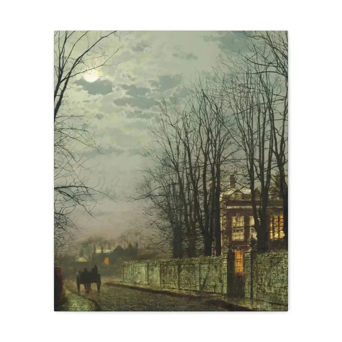 John Atkinson Grimshaw (1836-1893) A Wintry Moon 1886 - Canvas Wall Art 20″ x 24″ 1.25" - The Sticker Space