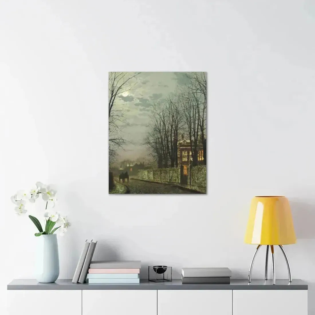 John Atkinson Grimshaw (1836-1893) A Wintry Moon 1886 - Canvas Wall Art - The Sticker Space