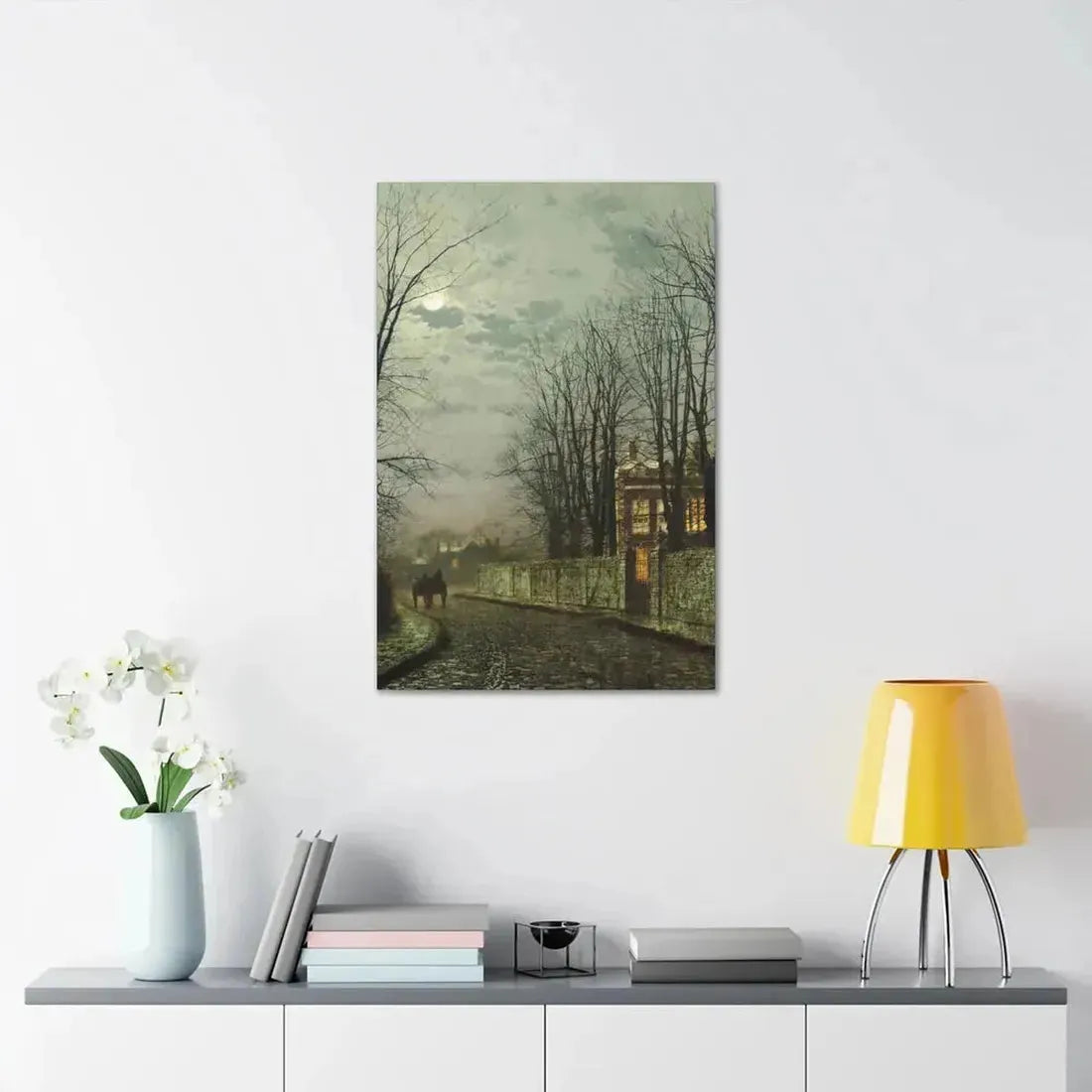 John Atkinson Grimshaw (1836-1893) A Wintry Moon 1886 - Canvas Wall Art - The Sticker Space