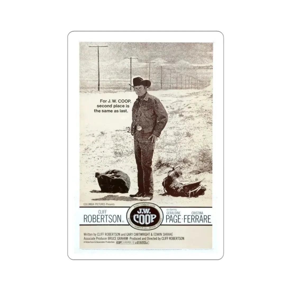 JW Coop 1972 Movie Poster STICKER Vinyl Die-Cut Decal - The Sticker Space