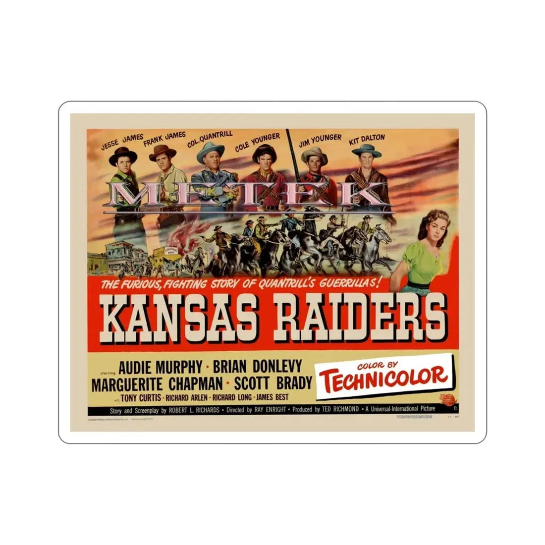 Kansas Raiders 1950 Movie Poster STICKER Vinyl Die-Cut Decal - The Sticker Space