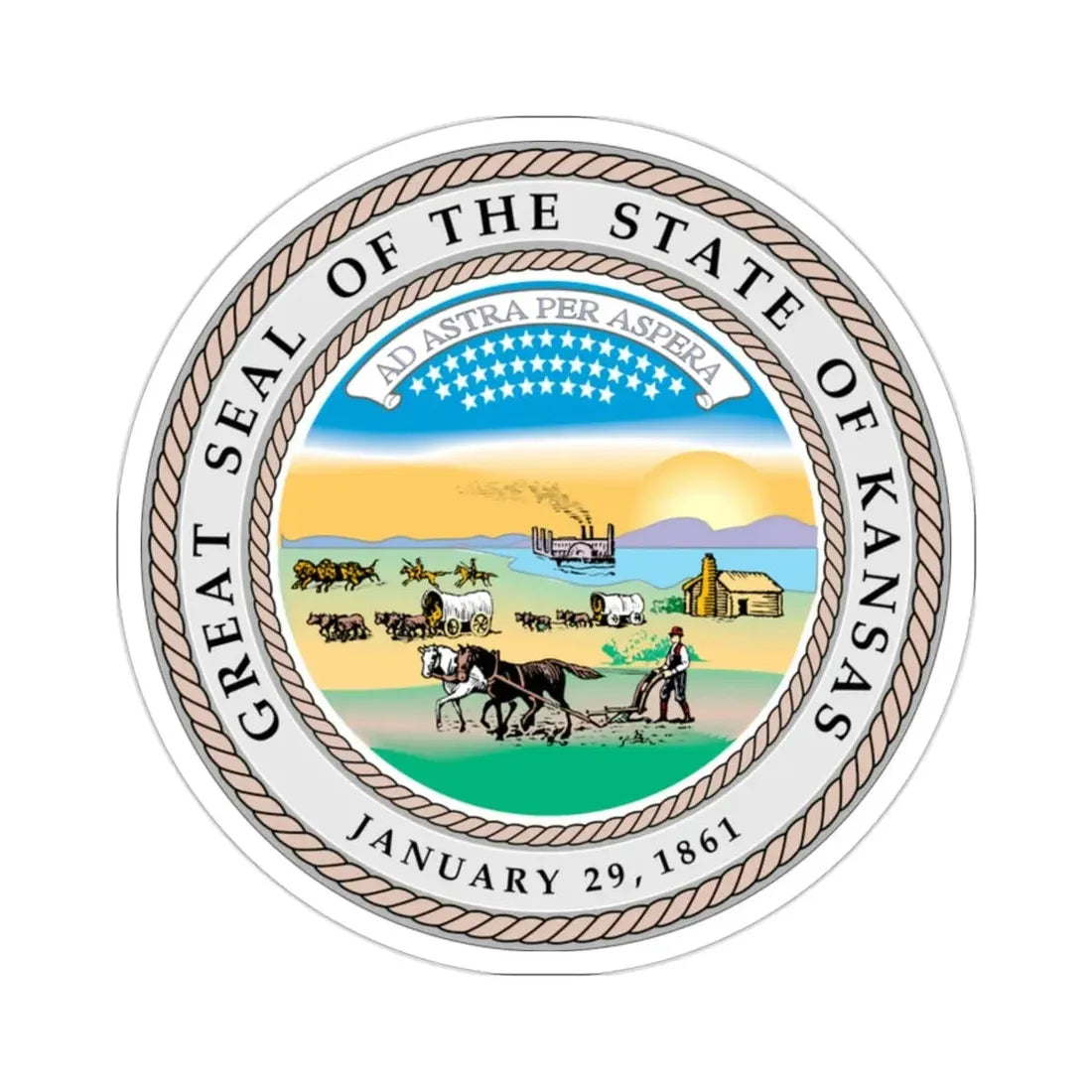 Kansas State Seal STICKER Vinyl Die-Cut Decal - The Sticker Space