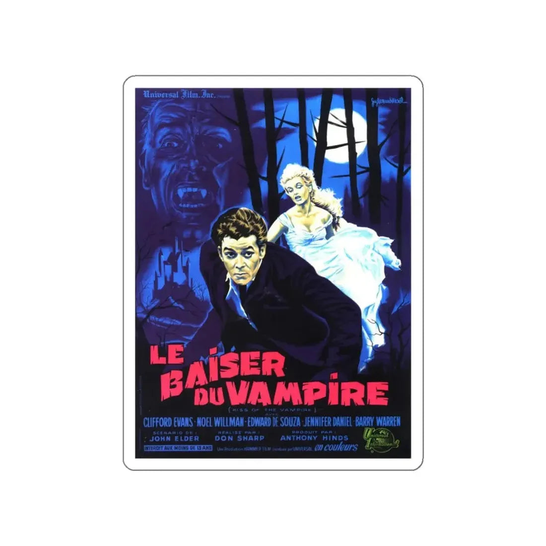 KISS OF THE VAMPIRE 1963 Movie Poster STICKER Vinyl Die-Cut Decal - The Sticker Space