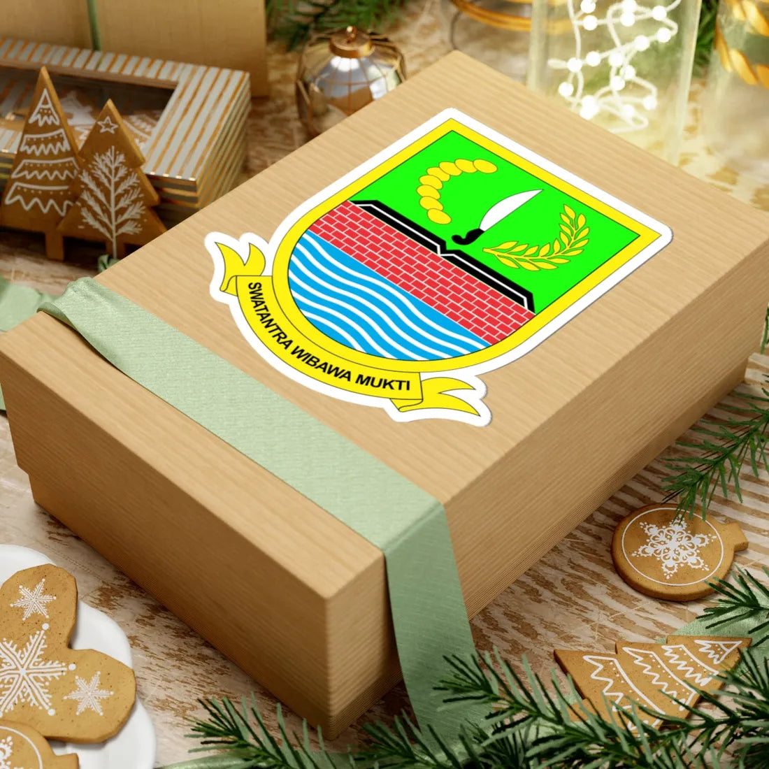 Lambang Kabupaten Bekasi (Indonesia) (Coat of Arms) STICKER Vinyl Kiss-Cut Decal - The Sticker Space