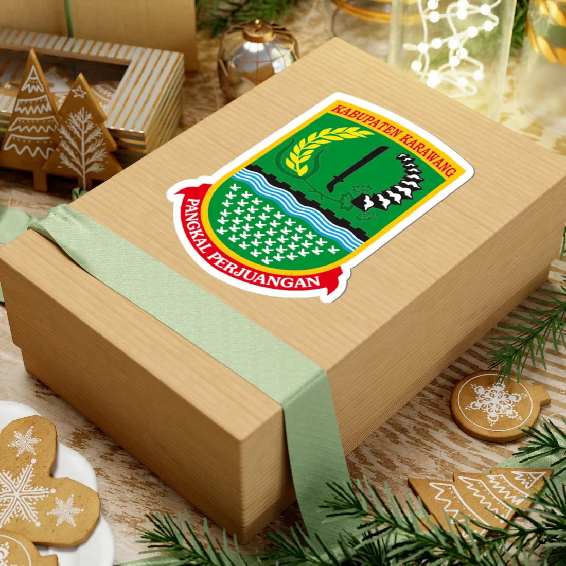 LAMBANG KABUPATEN KARAWANG (Indonesia) (Coat of Arms) STICKER Vinyl Kiss-Cut Decal - The Sticker Space