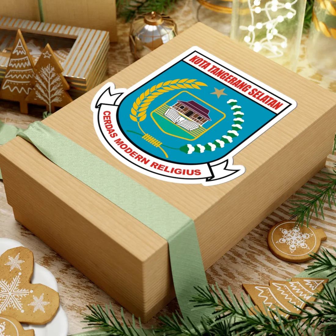 Lambang Kota Tangerang Selatan (Indonesia) (Coat of Arms) STICKER Vinyl Kiss-Cut Decal - The Sticker Space