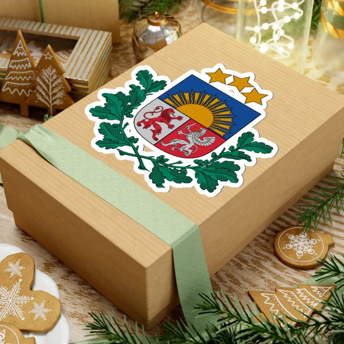 Latvijas Republikas papildinātais mazais ģerbonis (Latvia) (Coat of Arms) STICKER Vinyl Kiss-Cut Decal - The Sticker Space