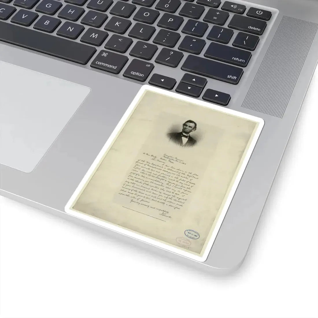 Letter From Abraham Lincoln to Mrs. Bixby, With Bust-Length Portrait of Lincoln (U.S. Civil War) STICKER Vinyl Kiss-Cut Decal - The Sticker Space