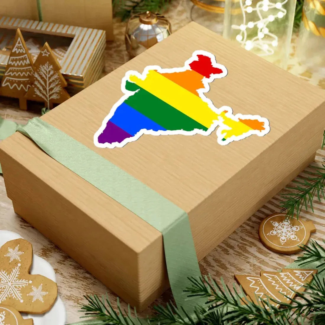 LGBT flag map of India (India) STICKER Vinyl Kiss-Cut Decal - The Sticker Space