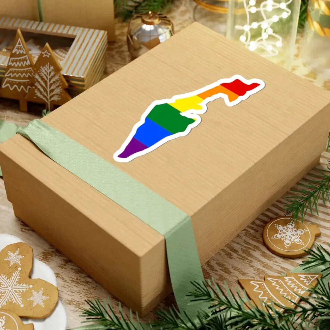 LGBT flag map of Israel (Israel) STICKER Vinyl Kiss-Cut Decal - The Sticker Space