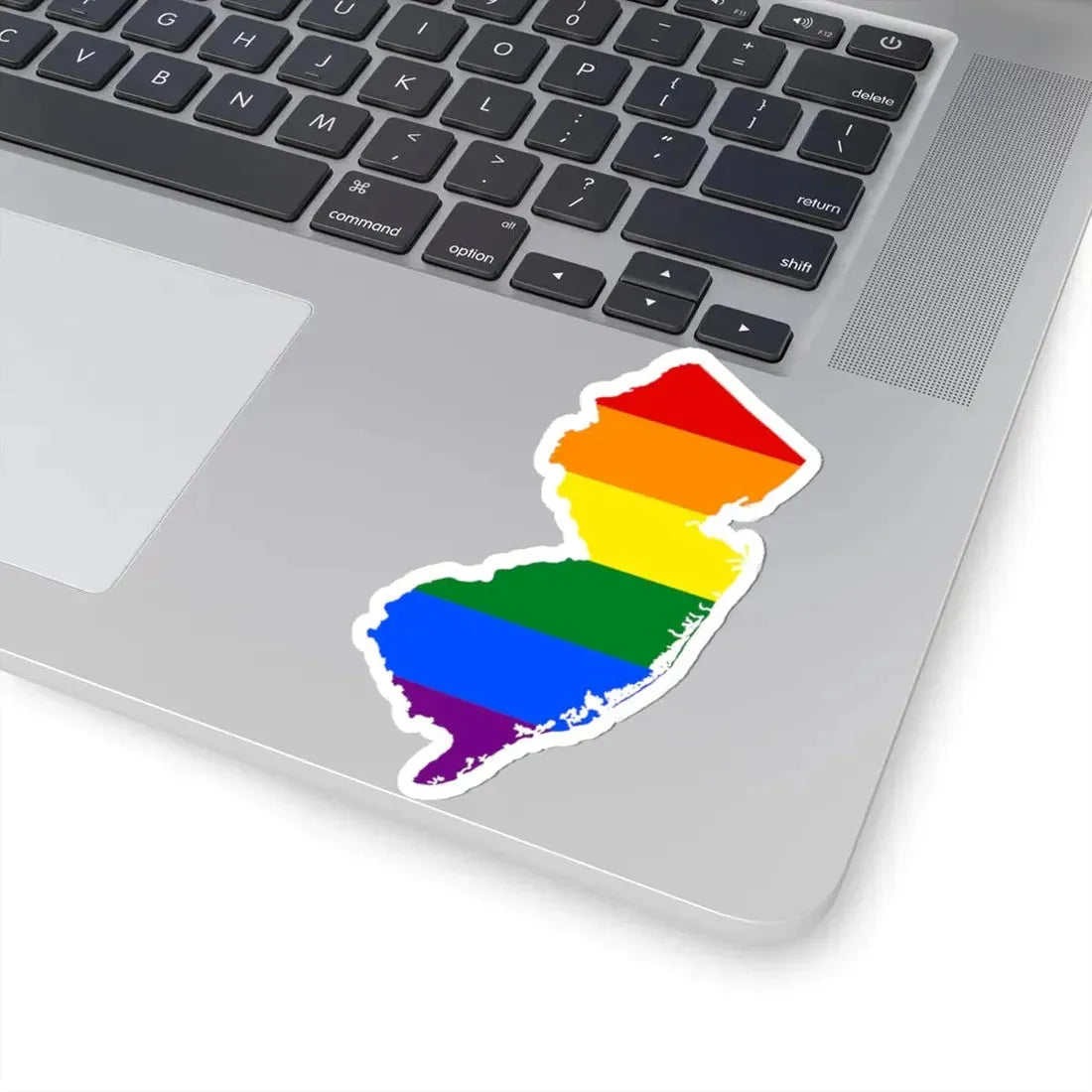 LGBT flag map of New Jersey (United States) STICKER Vinyl Kiss-Cut Decal - The Sticker Space