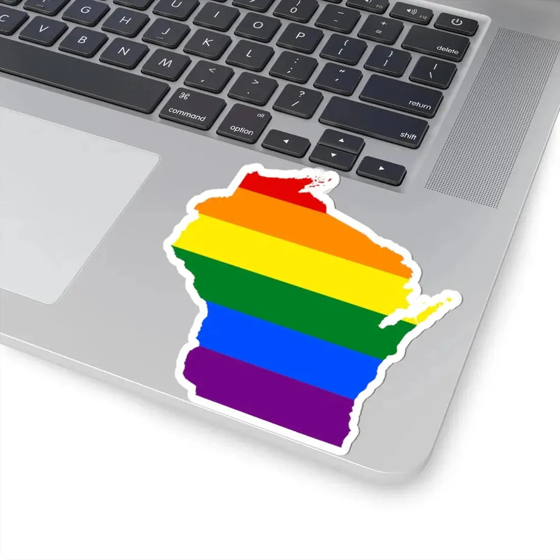 LGBT flag map of Wisconsin (United States) STICKER Vinyl Kiss-Cut Decal - The Sticker Space