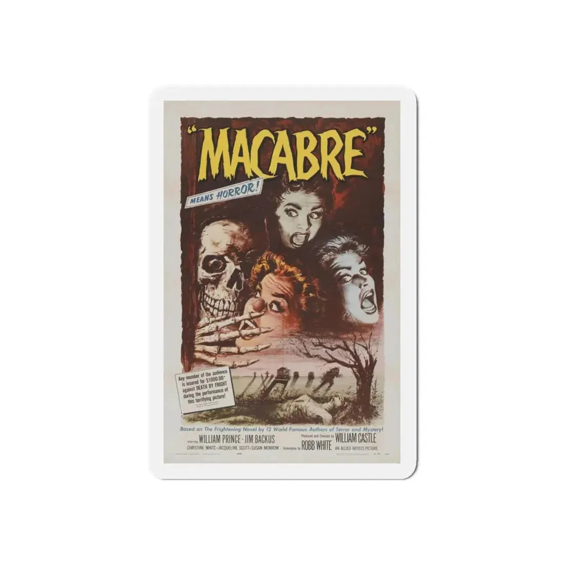 MACABRE 1958 Movie Poster - Refrigerator Magnet - The Sticker Space
