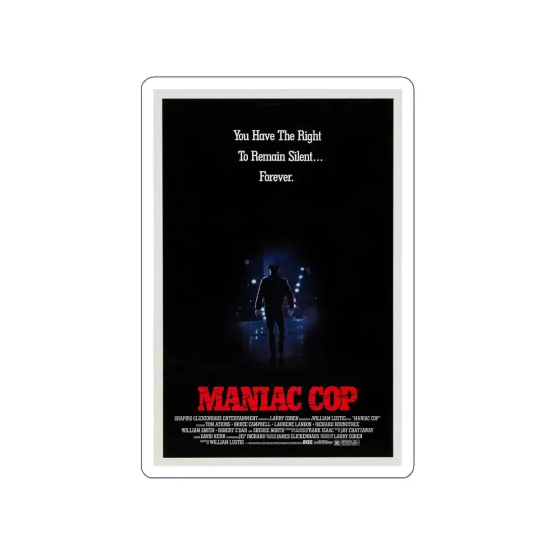 MANIAC COP (TEASER) 1988 Movie Poster STICKER Vinyl Die-Cut Decal - The Sticker Space