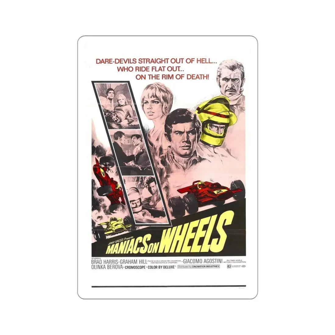 Maniacs on Wheels 1970 Movie Poster STICKER Vinyl Die-Cut Decal - The Sticker Space