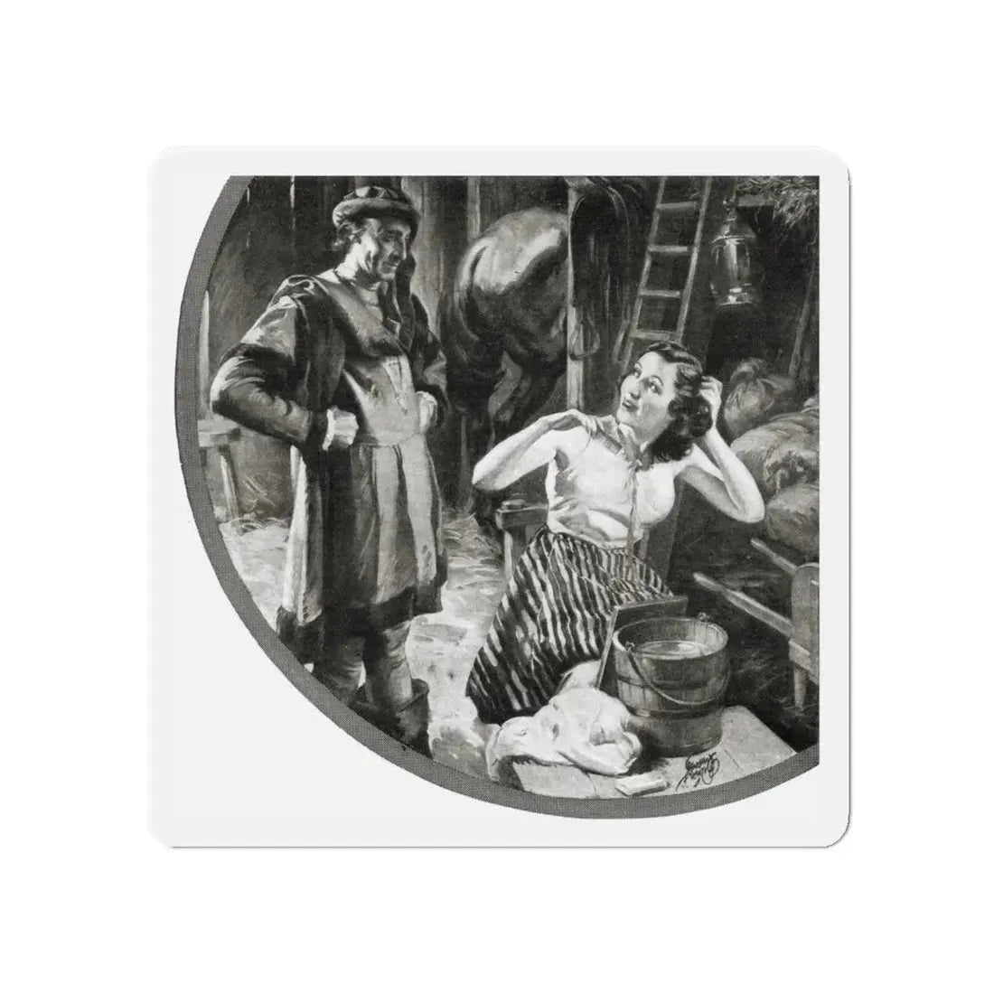 Master Villon Tries To Slip Betwin Dangers, Liberty magazine, June 19, 1937 (Magazine Illustration) Refrigerator Magnet - The Sticker Space