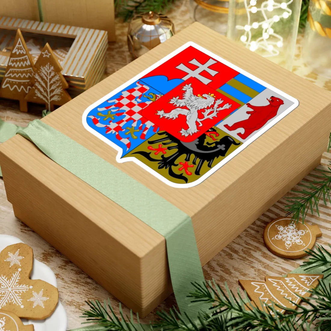 Medium coat of arms of Czechoslovakia 1918-1938 and 1945-1961 (Slovakia) (Coat of Arms) STICKER Vinyl Kiss-Cut Decal - The Sticker Space