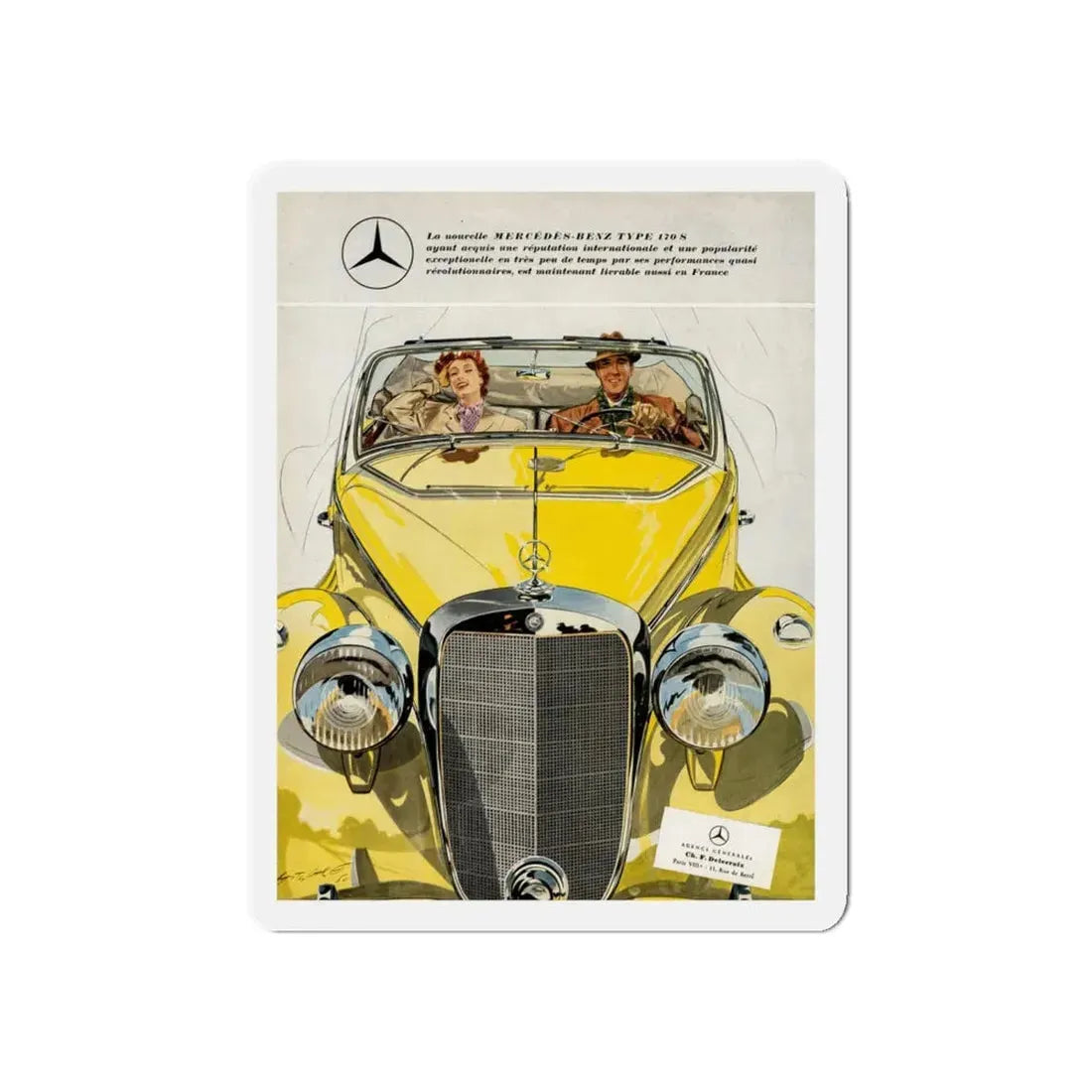 Mercedes-Benz, Type 170S, advertisement, Plaisir de France, October 1950 (Magazine Illustration) Refrigerator Magnet - The Sticker Space