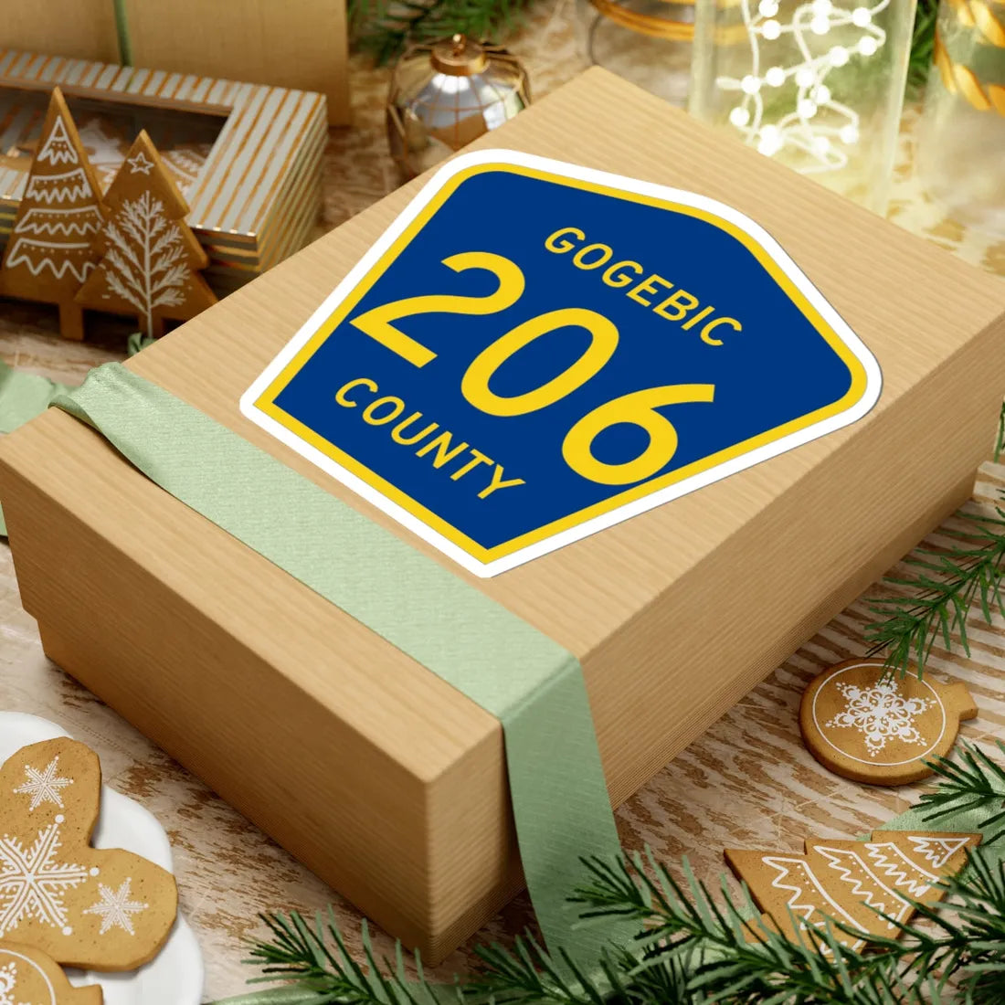 Michigan 206 Gogebic County (Michigan) (Road Sign) STICKER Vinyl Kiss-Cut Decal - The Sticker Space