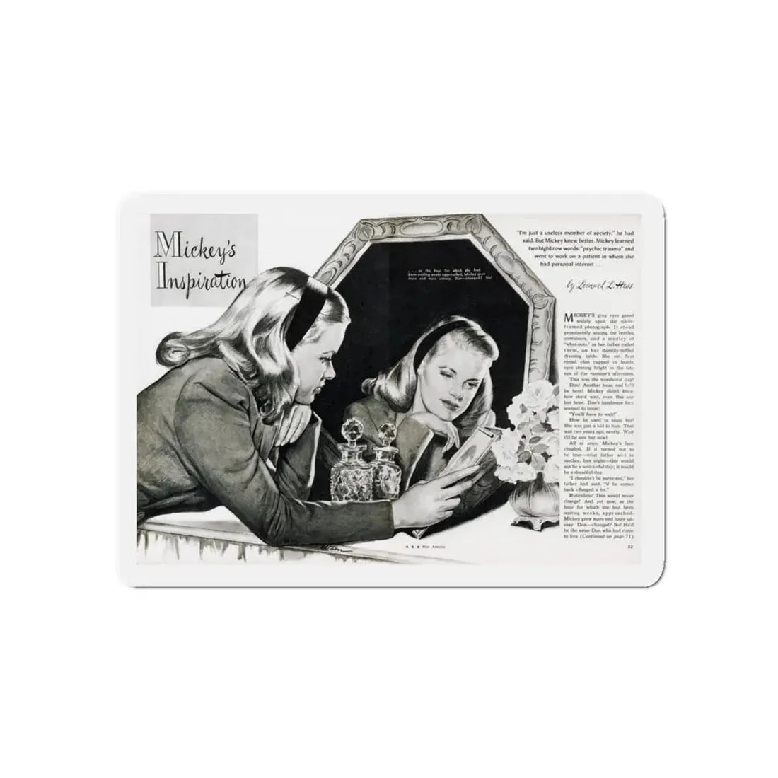 Mickey's Inspiration, Miss America magazine, October 1945 (Magazine Illustration) Refrigerator Magnet - The Sticker Space