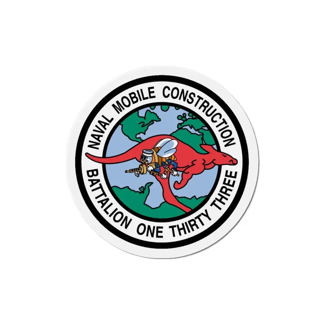 Mobile Construction Bn 133 NMCB 133 Seabee (U.S. Navy) Refrigerator Magnet - The Sticker Space