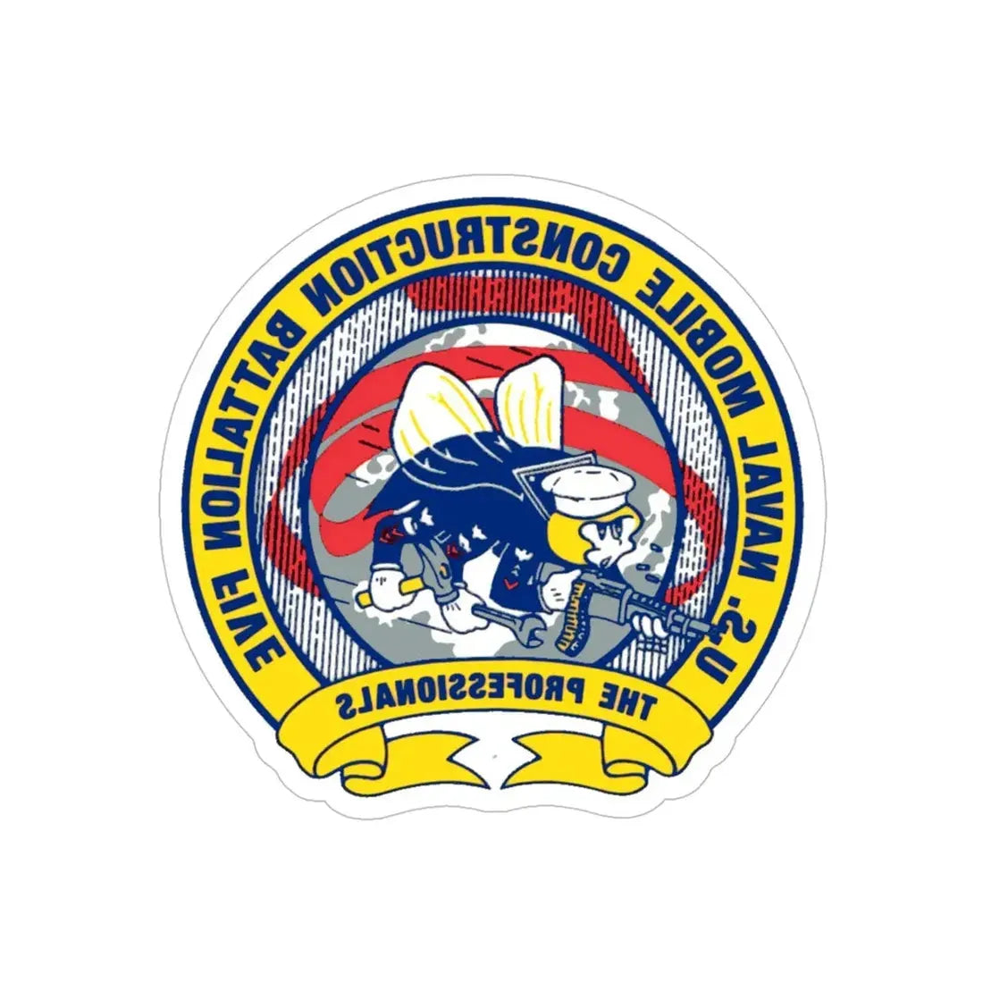 Mobile Construction Bn 5 NMCB 5 Seabee (U.S. Navy) REVERSE PRINT Transparent Die-Cut STICKER - The Sticker Space