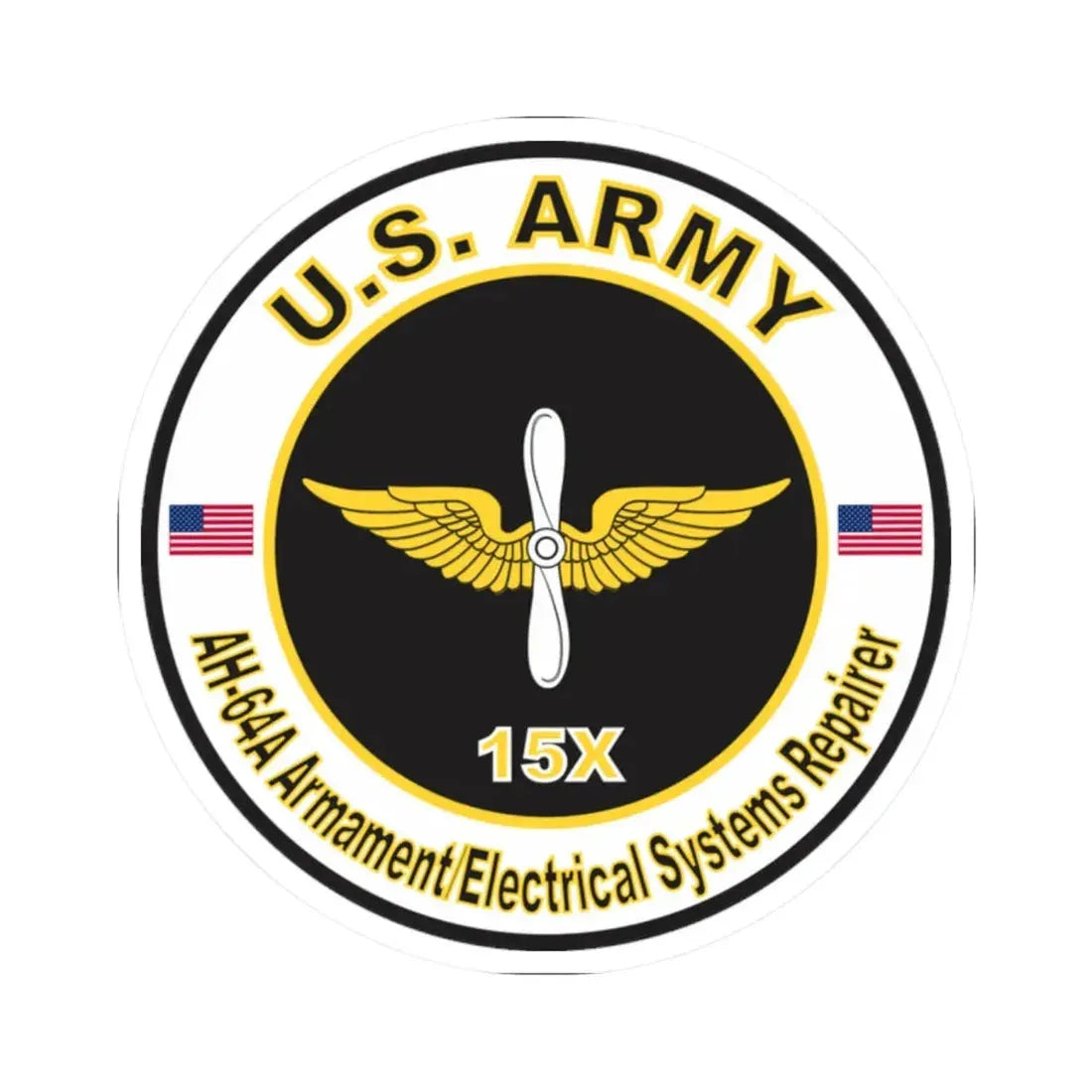MOS 15X AH-64 Armament Electrical Systems Repairer (U.S. Army) STICKER Vinyl Kiss-Cut Decal - The Sticker Space