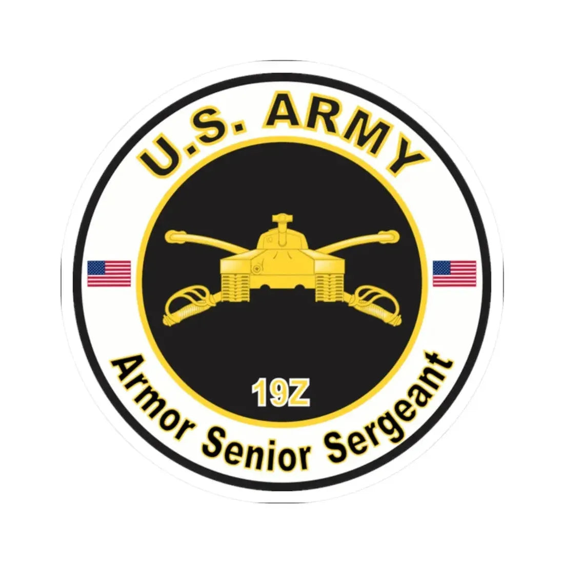 MOS 19Z Armor Senior Sergeant (U.S. Army) STICKER Vinyl Kiss-Cut Decal - The Sticker Space
