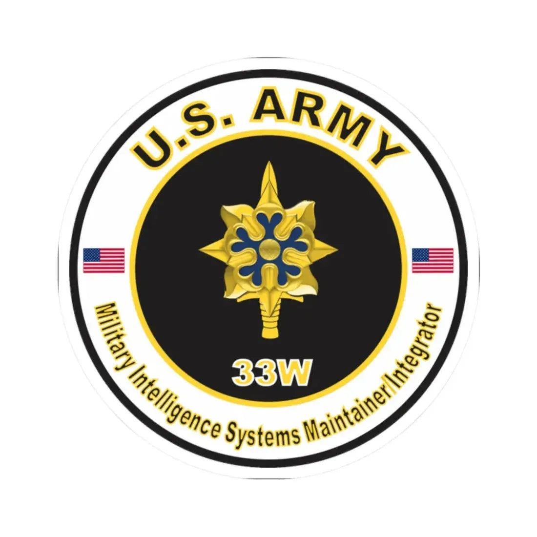 MOS 33W Military Intelligence Systems Maintainer Integrator (U.S. Army) STICKER Vinyl Kiss-Cut Decal - The Sticker Space