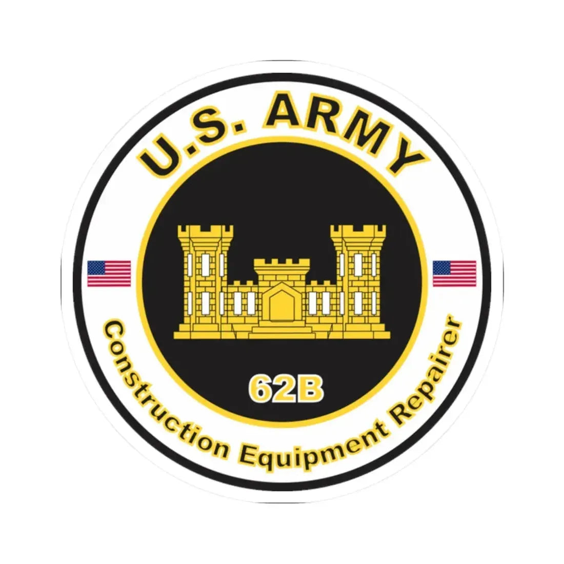 MOS 62B Constructions Equipment Repairer (U.S. Army) STICKER Vinyl Kiss-Cut Decal - The Sticker Space